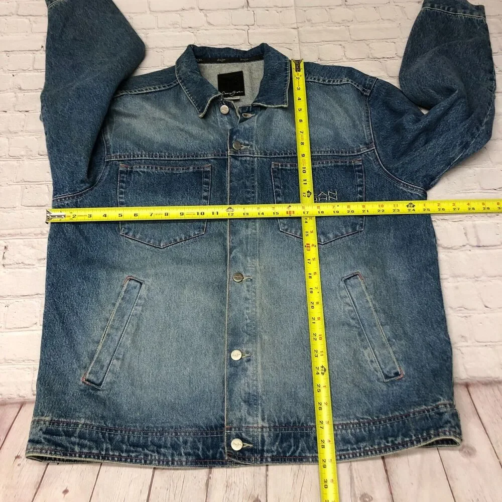 Vintage Sean John Men Denim Jean Shirt Jacket Size Large Y2K Blue B312 -27